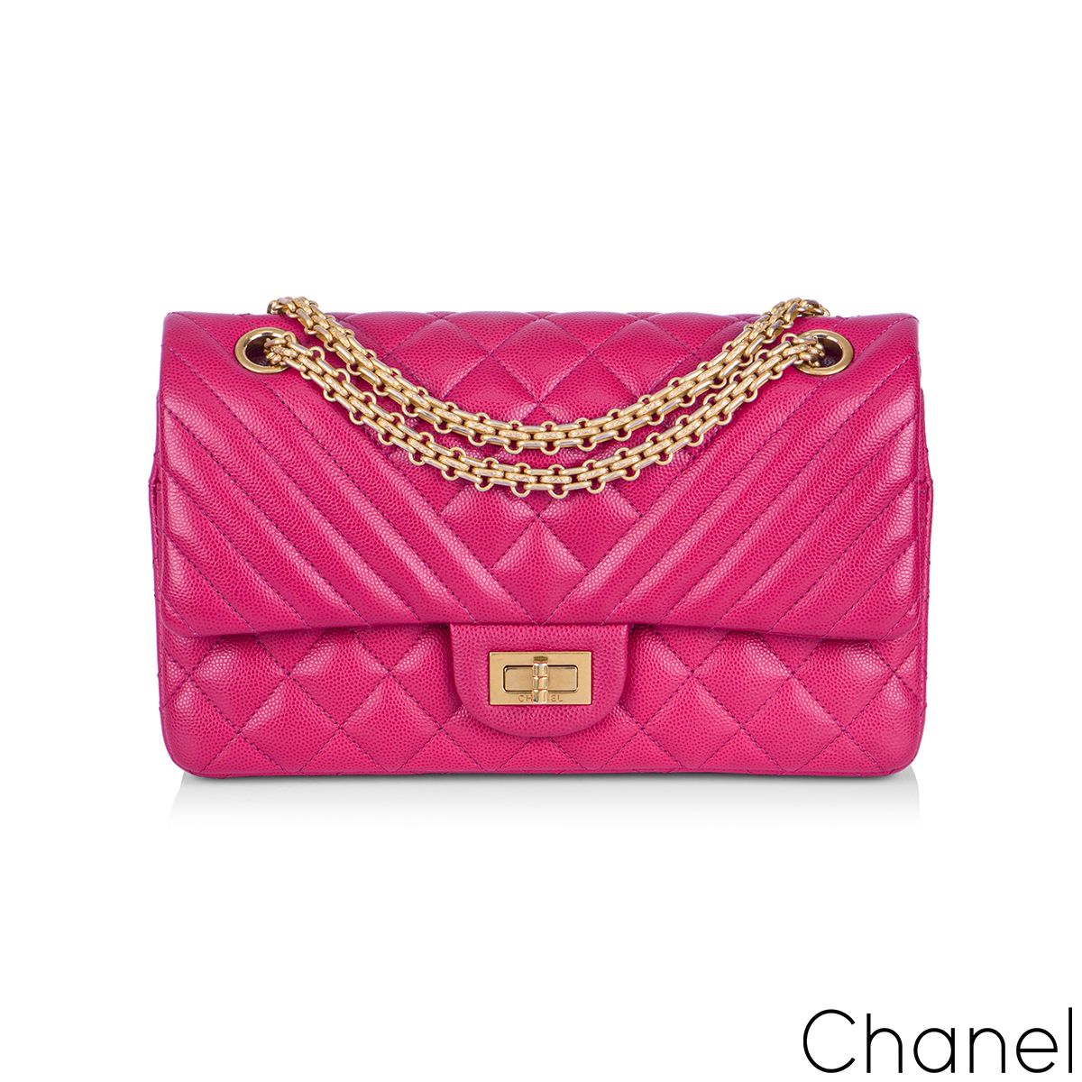 Purple Chanel Chevron Mini 2.55 Reissue Flap Bag, Chanel WOC Fluweel